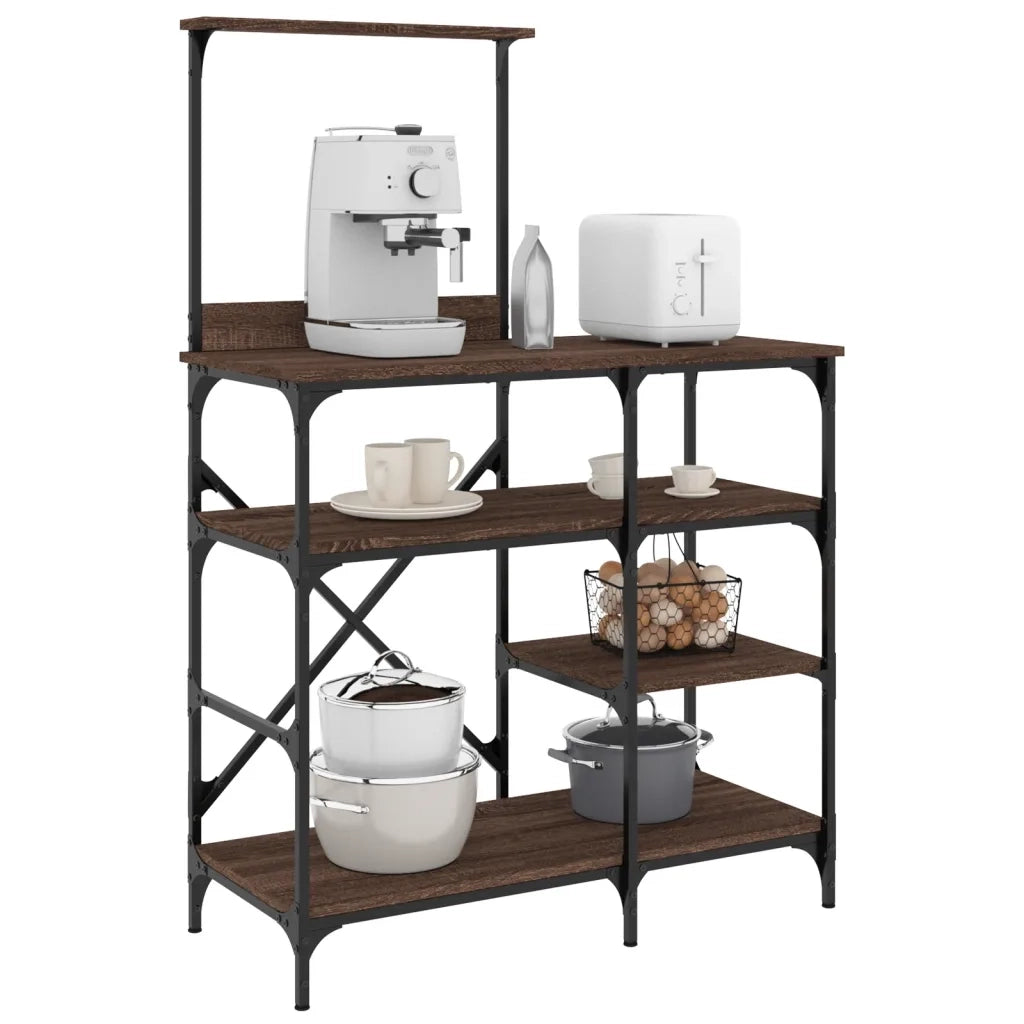 Mobile Cucina Rovere Marrone 90x40x132 cm Multistrato e Metallo CFW2292461