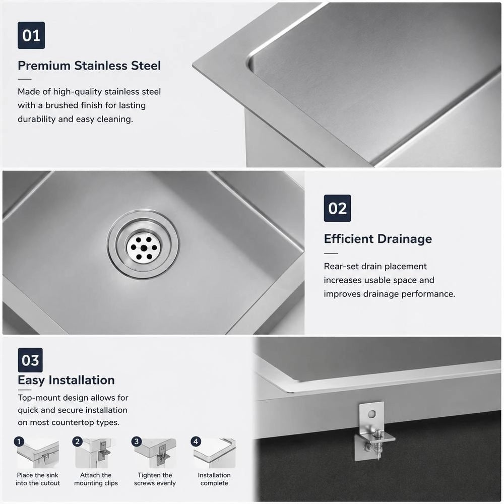 Handmade Stainless Steel Built-in Sink
