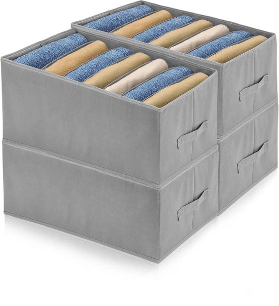 4 pacchi di cassetti per abbigliamento, (44x30x20,5 cm), 7 compartimenti ampi, per l'archiviazione di jeans, pantaloni, camicie, giacche e altri capi d'abbigliamento