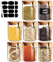 Set di contenitori in vetro da 8 oz con coperchio ermetico e cucchiaio, etichette incluse, confezione da 8 pezzi