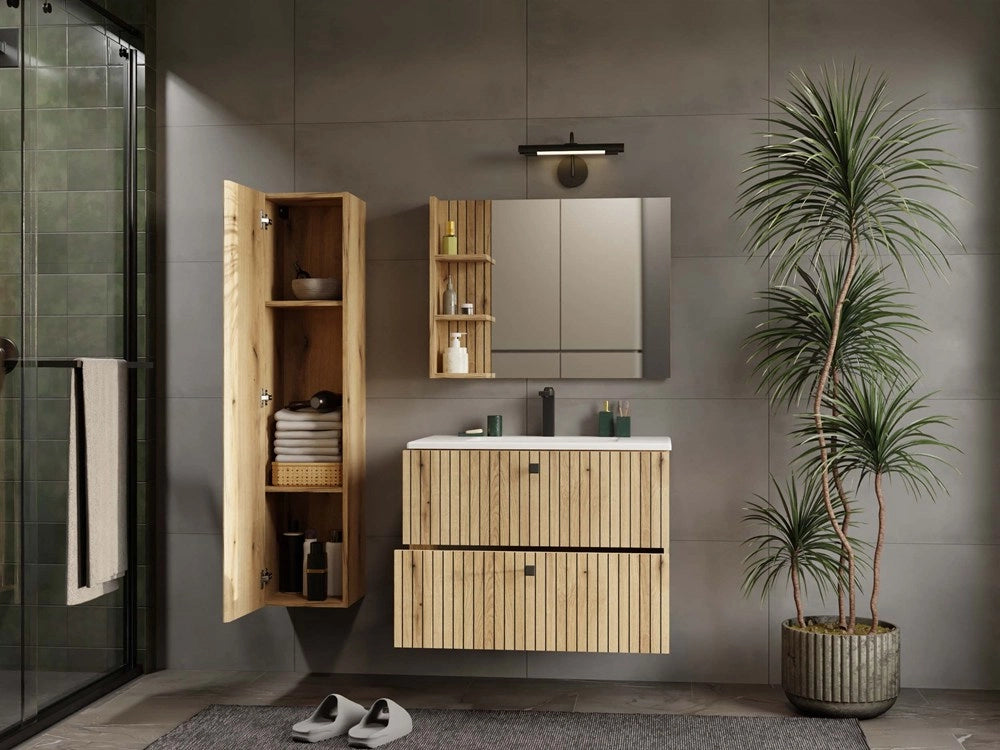 Mobile sottolavabo TIGO 80 2s rovere EVOKE scanalato frontale + umywalka