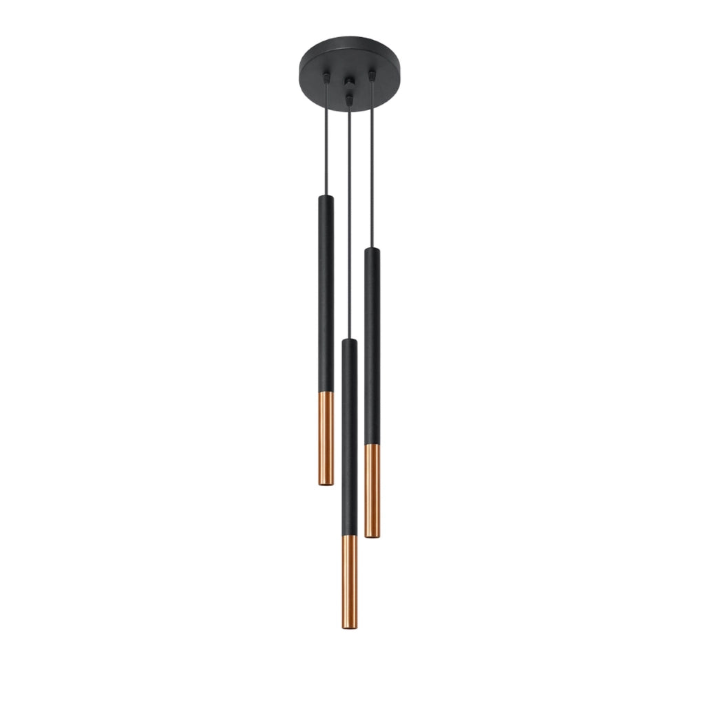 Lampada a sospensione VITREO 3P nero/rame Pure Lume