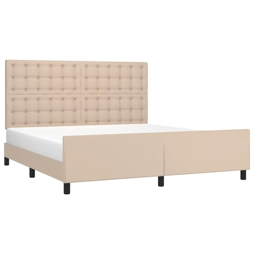 Giroletto con Testiera-Letto con Testiera Cappuccino 180x200 cm in Similpelle 908483