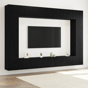 Set di mobili TV da 12 pezzi a parete in legno ingegnerizzato rovere nero