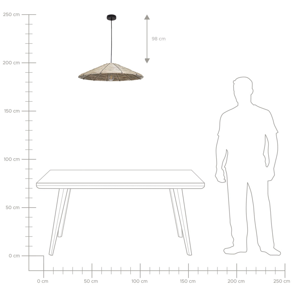 Lampada a sospensione con paralume in fieno naturale, base in ferro nero, lampada a sospensione Boho Lightning, soggiorno, camera da letto, ingresso.
