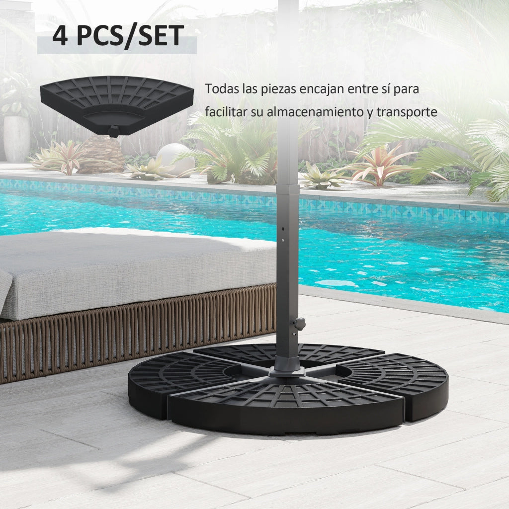 Base per Ombrellone 4 Pezzi Riempi con Acqua 52 Litri ¨C zephmum ¨C Nero