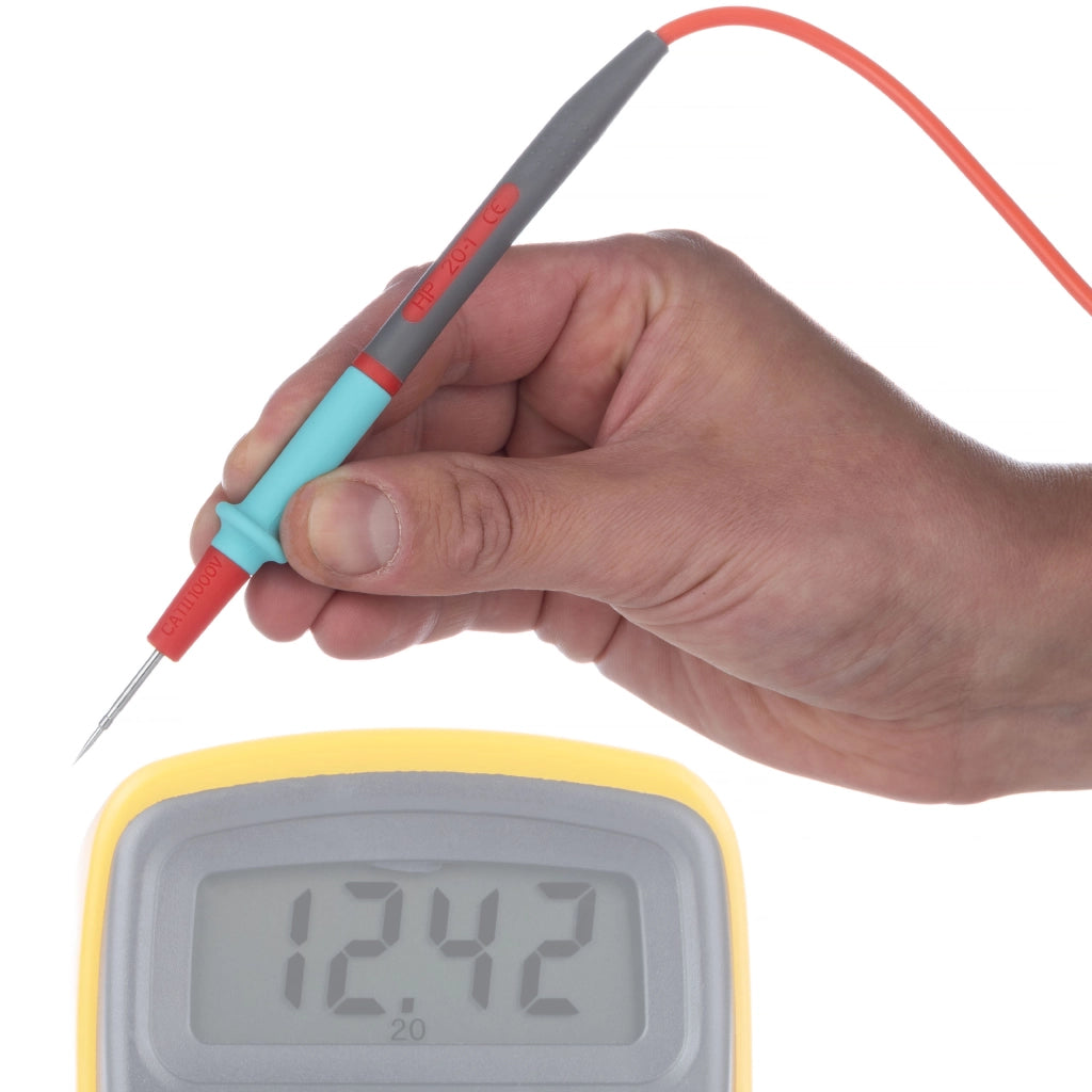 Cavi di Misura per Multimetro 1000V/20A – Punta a Spillo, Isolamento in Silicone | Lunghezza 103cm, Ø3.5mm