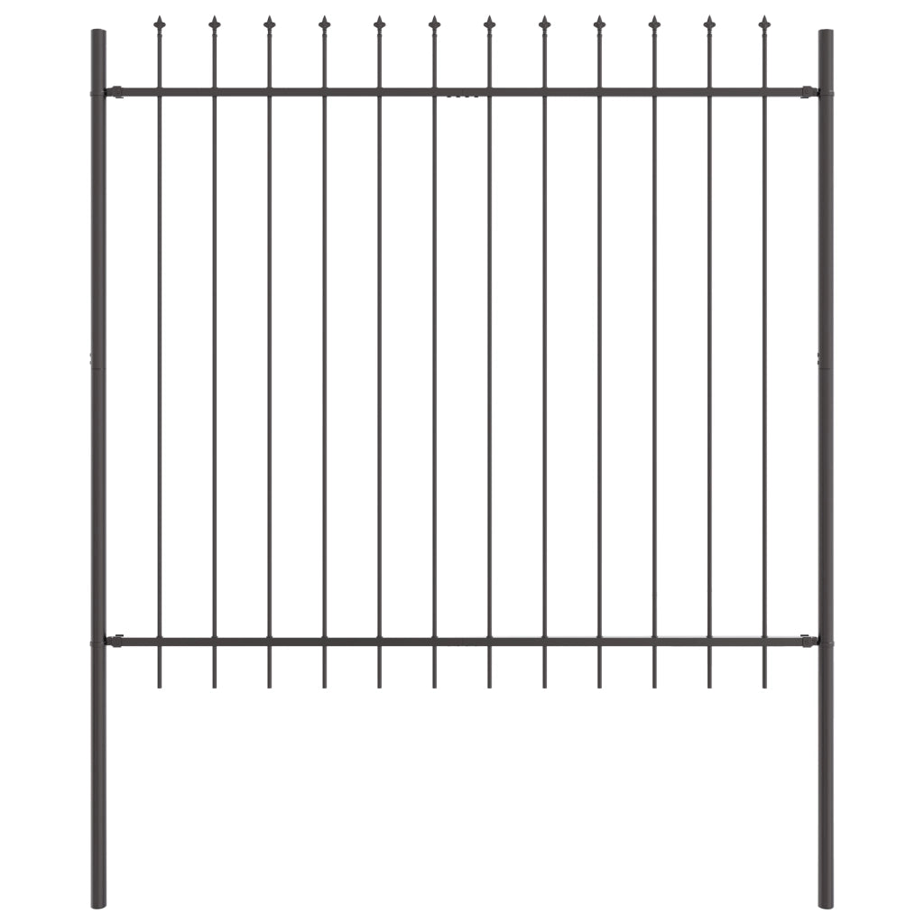 Recinzione da Giardino  con Punta a Lancia Grigia 3,4x1,5 m in Acciaio