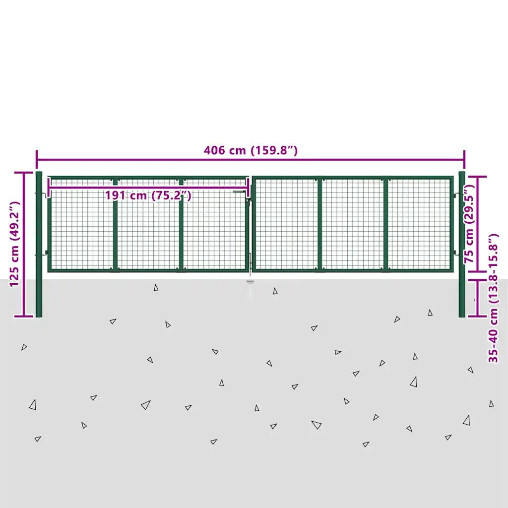 Cancello da Giardino a Rete in Acciaio 400x75 cm Verde cod mxl 76535