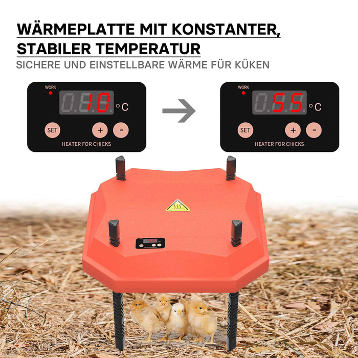 Fudajo Chioccia artificiale 25x25cm 30W Piastra termica per 15-20 pulcini con temperatura regolabile