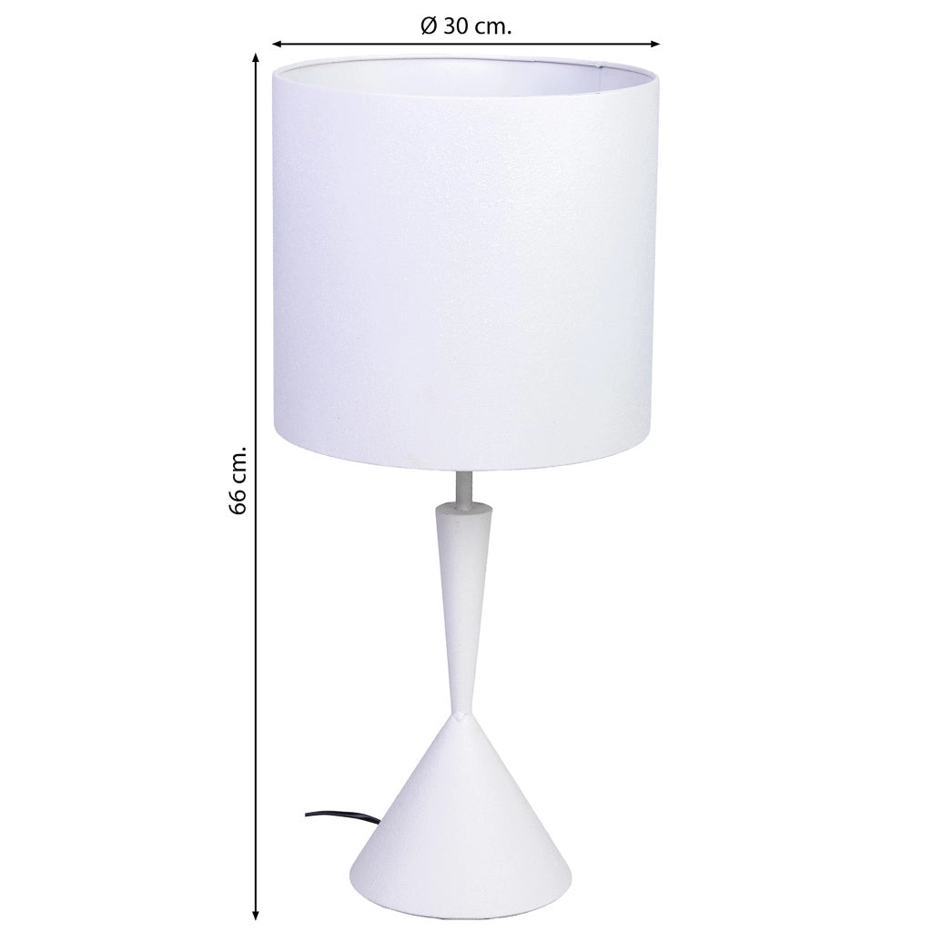 Lampada da tavolo in metallo bianco 30x30x52/66h cm