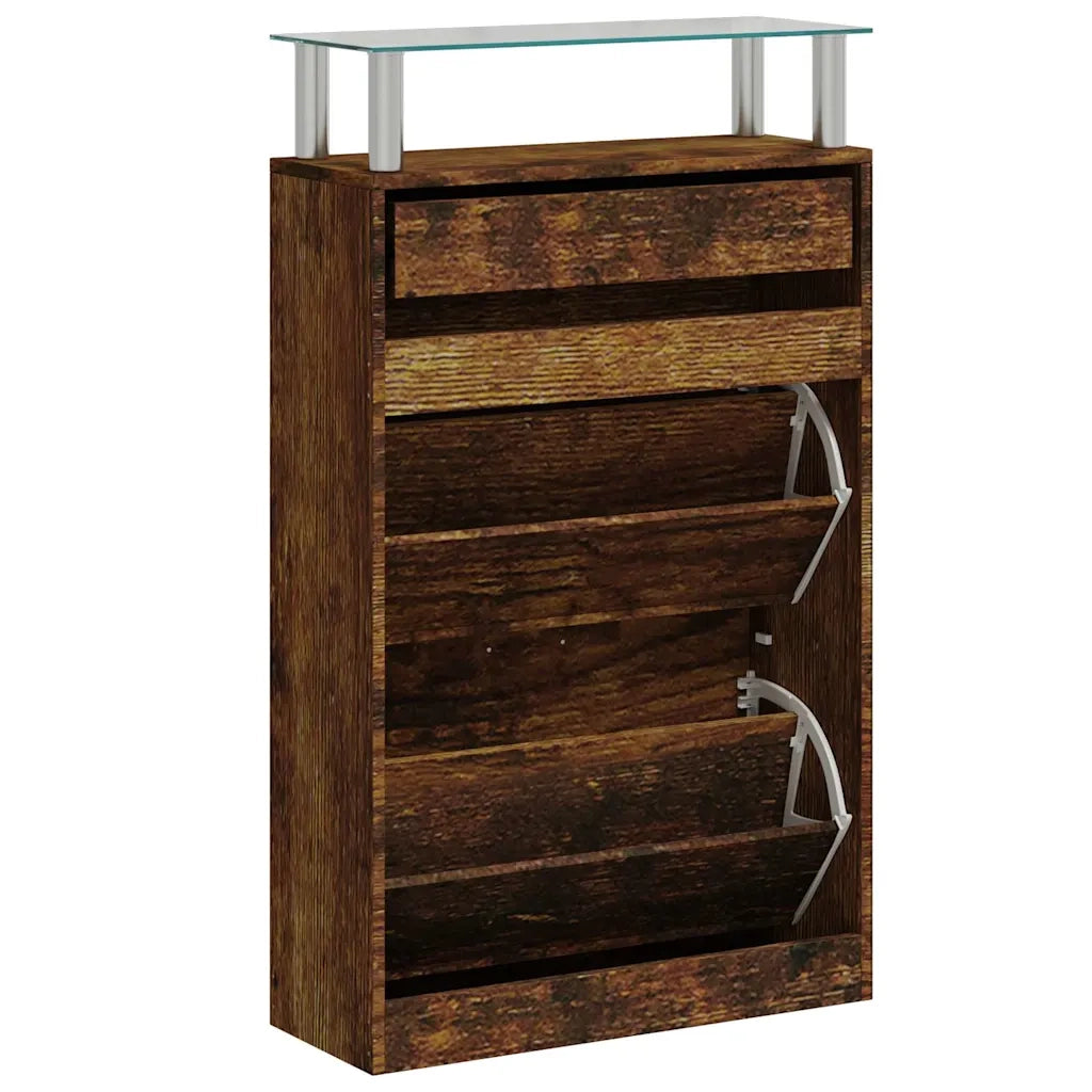 Scarpiera Rovere Fumo 63x24x104 cm in Legno Multistrato 342567
