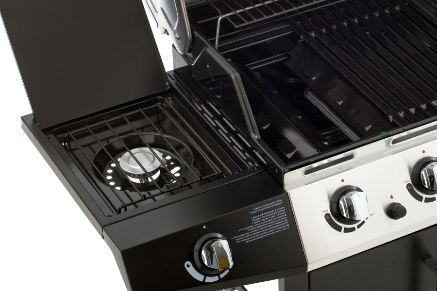 Barbecue a Gas GPL Pietra Lavica 3 Fuochi 15kW con Fornello Laterale Sochef Golosone 3