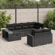 vidaXL Set Divani da Giardino 10pz con Cuscini in Polyrattan Nero