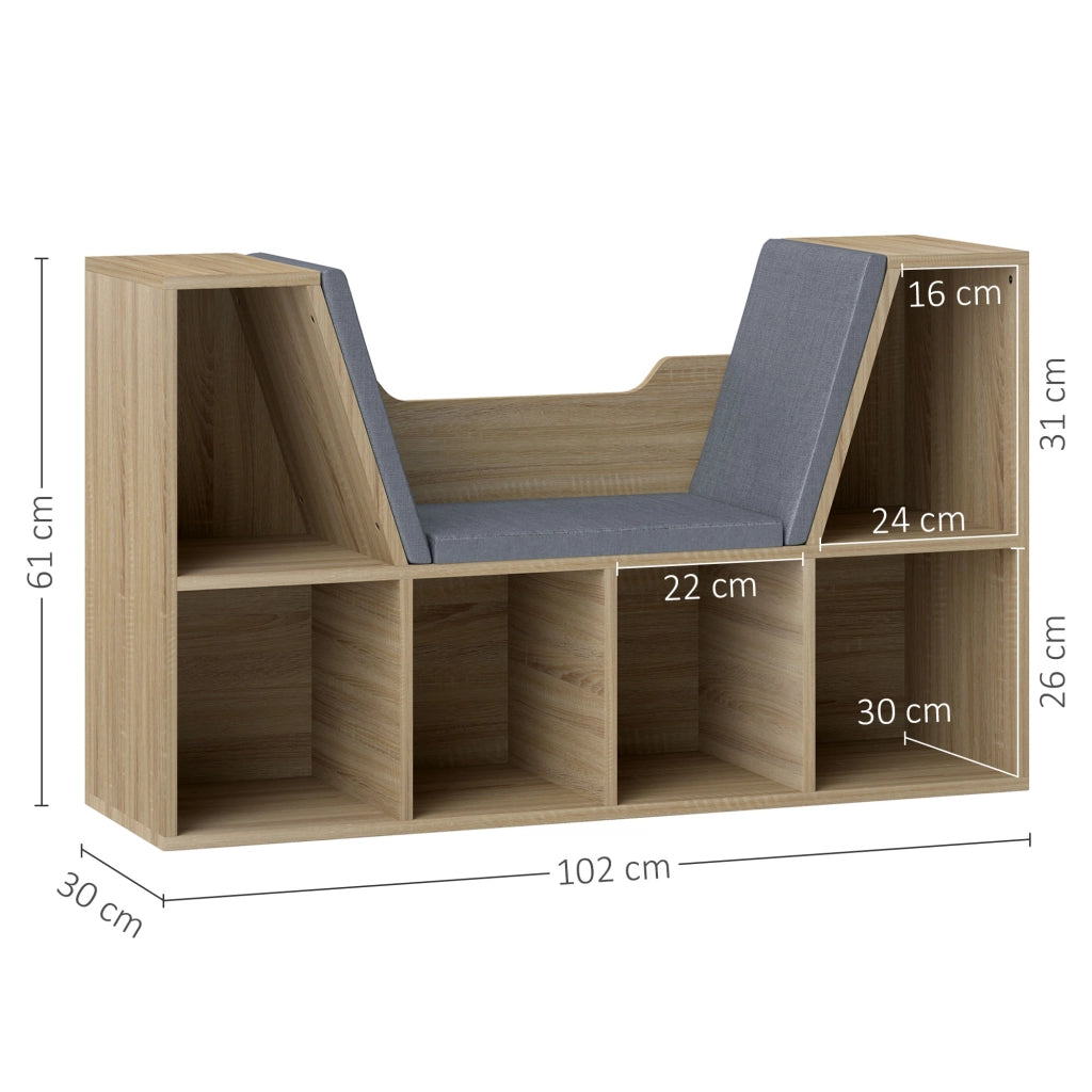 Libreria con panca 6 scomparti ¨C zephmum ¨C Grigio 102x30x61 cm