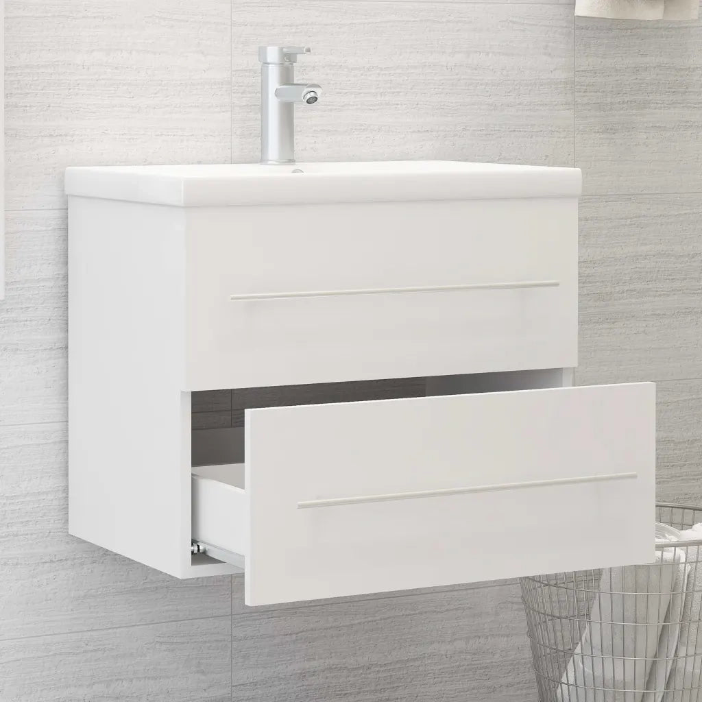 Mobile Lavabo-Armadietto da bagno Bianco 60x38,5x48 cm in Legno Multistrato