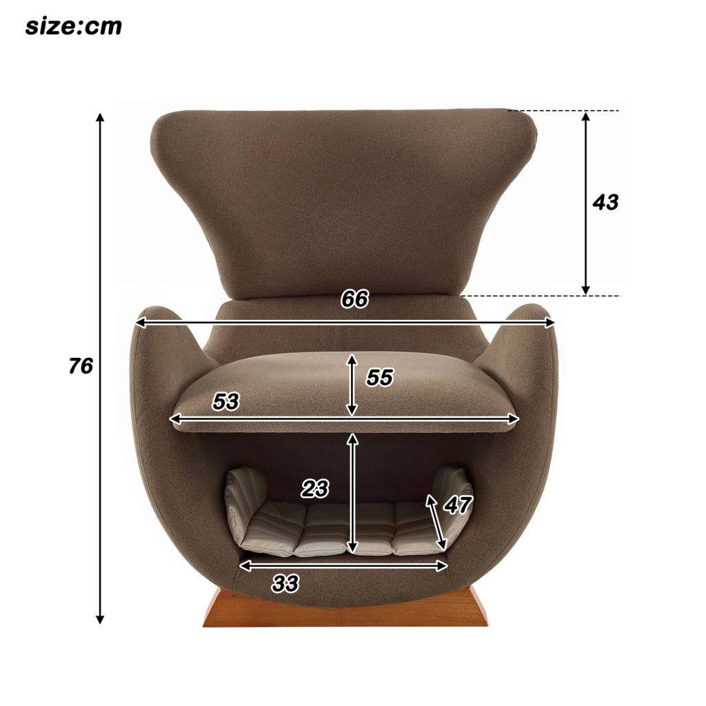 Poltrona lounge design con cuccia integrata per animali; 66 cm in tessuto marrone e legno