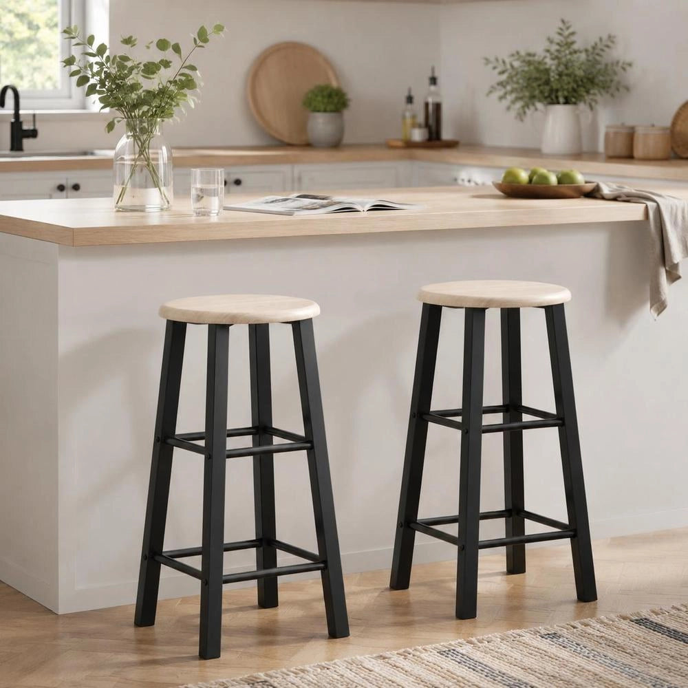 Bar Stools, 2 Pieces, Black MDF