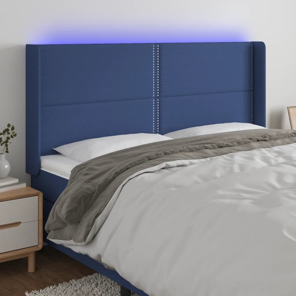 Testiera | Testata a LED Blu 203x16x118/128 cm in Tessuto