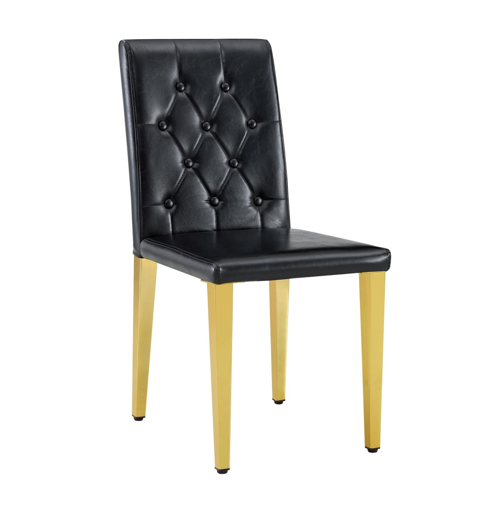 Set di 4 sedie da pranzo in PU nero con gambe oro