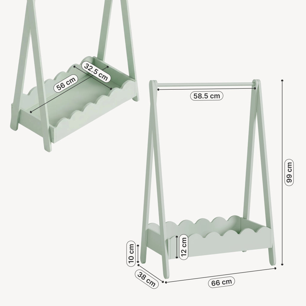 Stand Appendiabiti Vestnes a Forma di Capanna per Cameretta 99 x 66 x 38 cm - Menta Verde [en.casa]