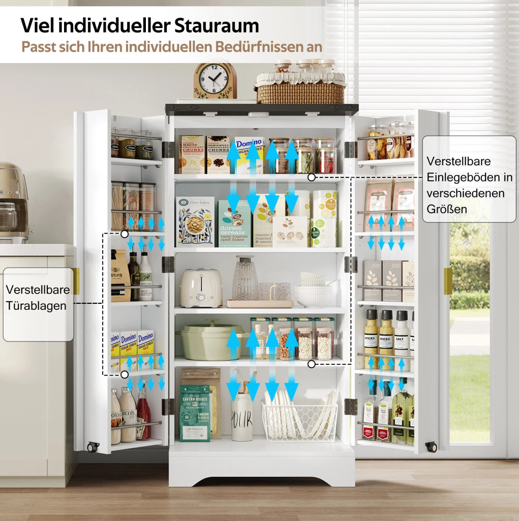 Mobile dispensa alto con LED sensore; ante a gola e ripiani regolabili; 120 x 60;5 x 40 cm; bianco