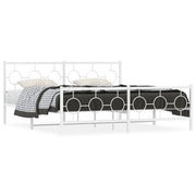Letto matrimoniale | Letto per adulti | Giroletto con Testiera e Pediera Metallo Bianco 183x213 cm