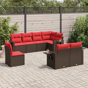 Set Divani da Giardino 8 pz con Cuscini Marrone in Polyrattan 3220443