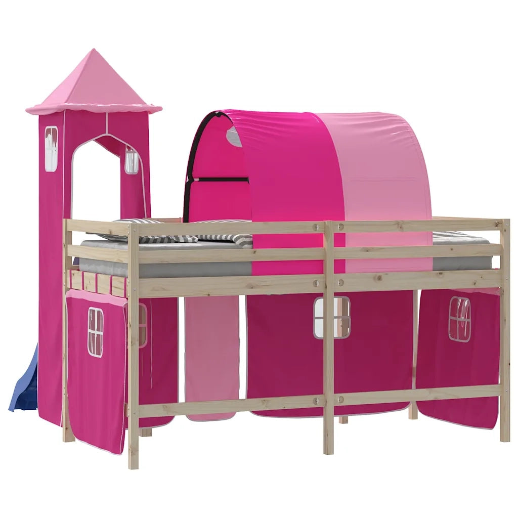 Tende per Letto a Soppalco con Tunnel e Torre Rosa CFW8346657