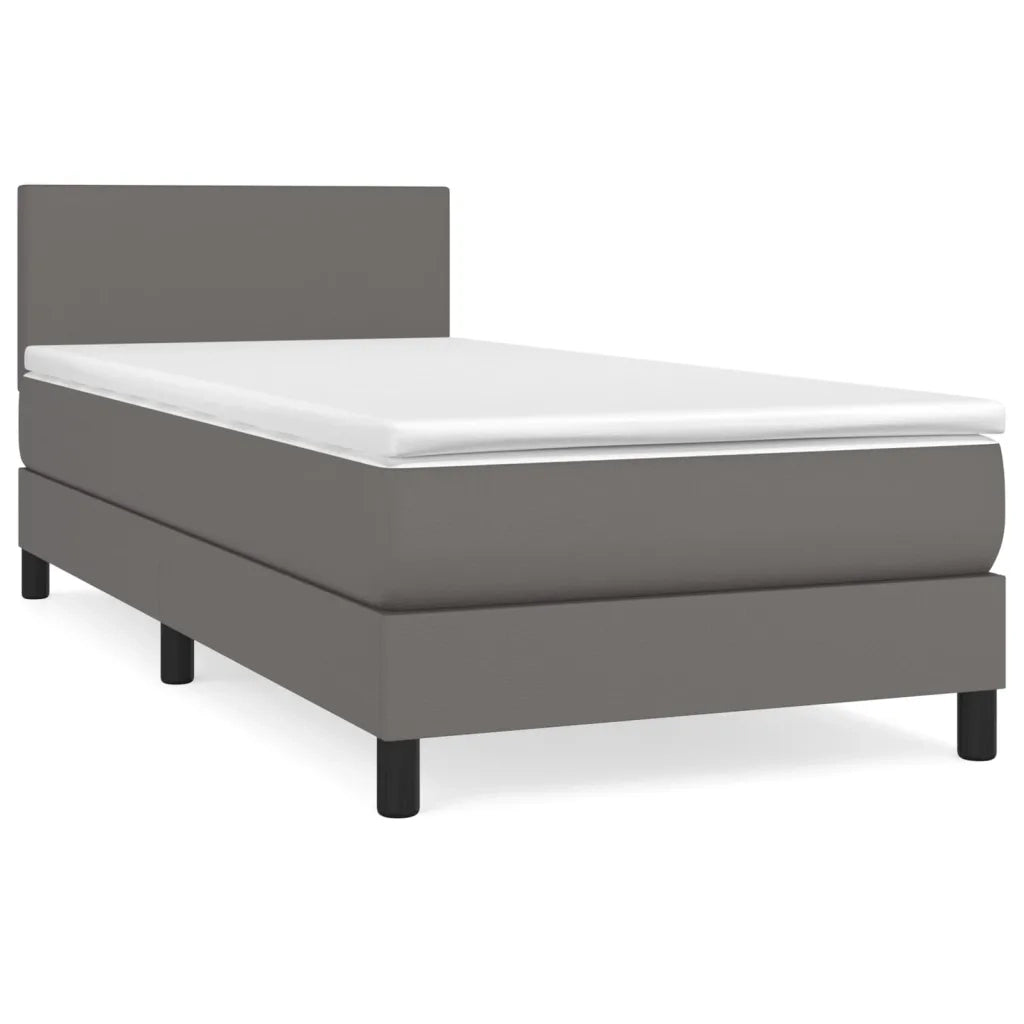 Giroletto a Molle con Materasso-Struttura Letto Grgio 80x200 cm in Similpelle 203612