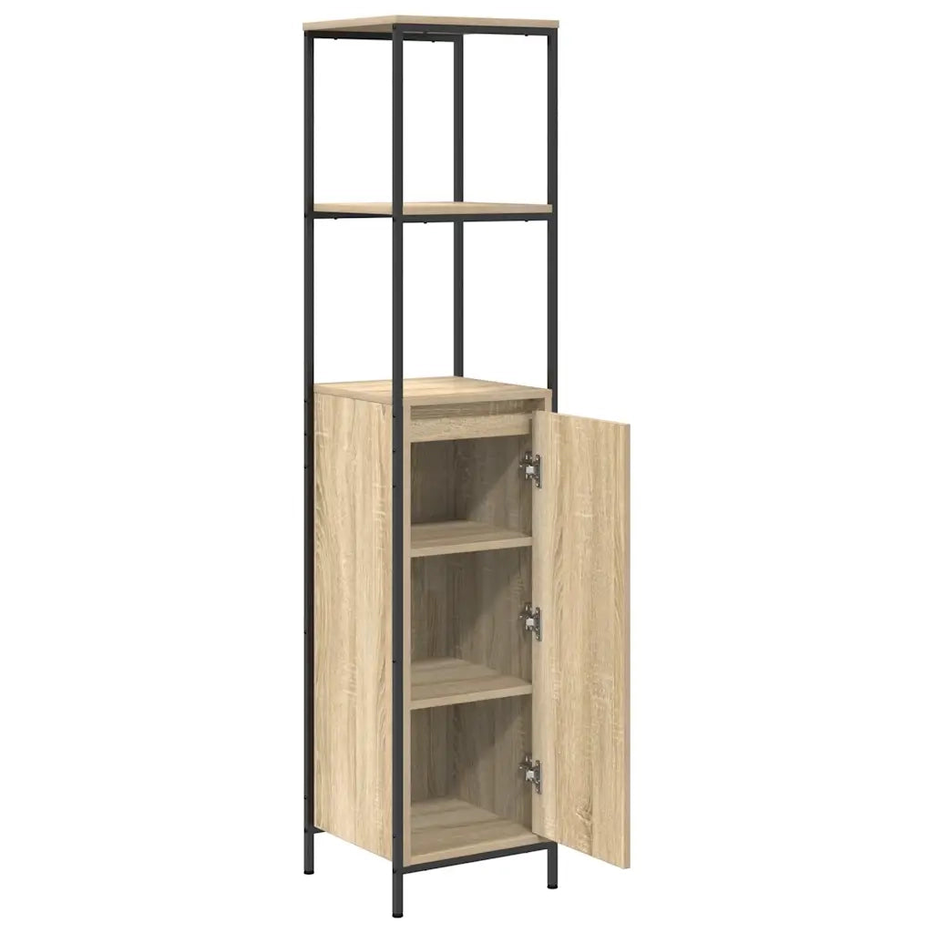 vidaXL Mobile da Bagno con Ripiani Rovere Sonoma 36x35x165 cm