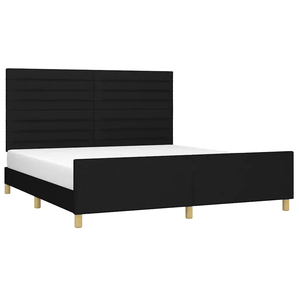 Giroletto senza Materasso-Struttura Letto Nero 160x200 cm in Tessuto 303008