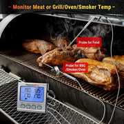 Termometro per Griglia Digitale con Timer e Due Sonde in Acciaio Inossidabile - Illuminazione Posteriore Blu - Portata Termica fino a 300°C