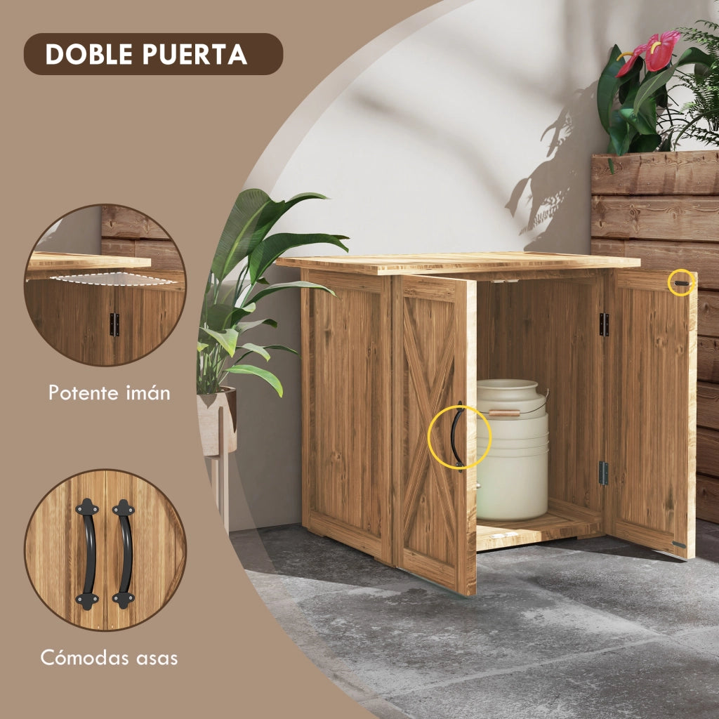 Casetta da giardino in legno con 2 porte magnetiche ¨C zephmum ¨C marrone 77x55x72 cm