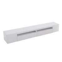 Mobile TV Moderno Bianco, Pannello Luminoso, Illuminazione LED Variabile, Soggiorno e Sala da Pranzo 240cm, Bianco