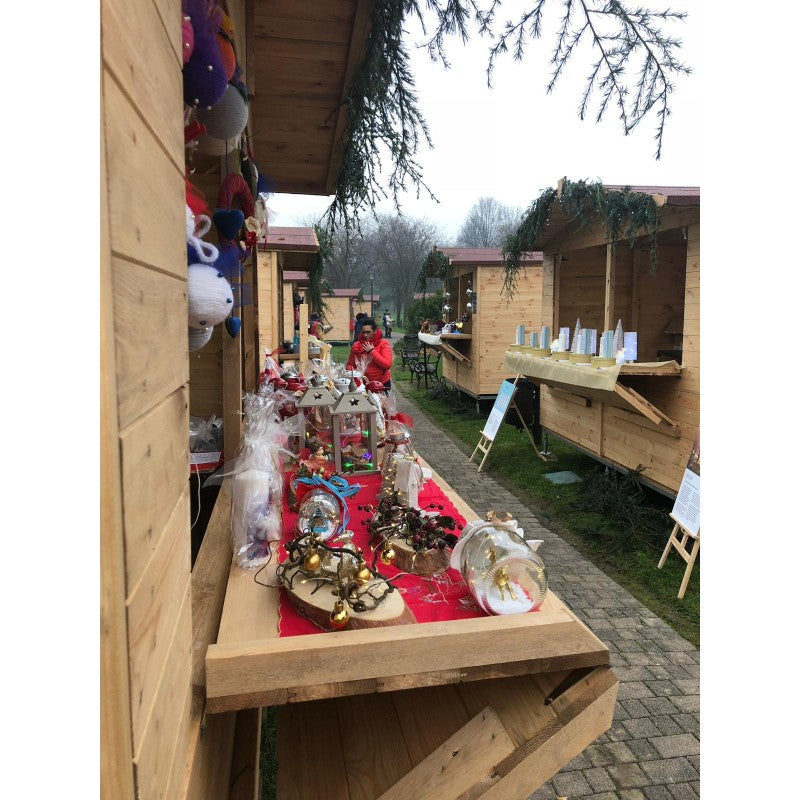 Chiosco espositivo in legno con pavimento, Doghe in Pino Massello  19mm ? mod. CH3x2 - 100026