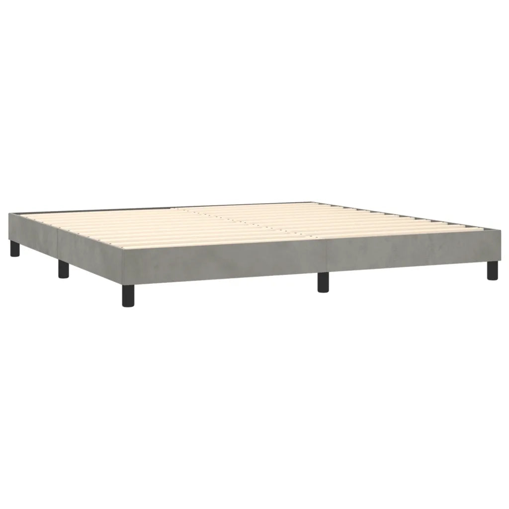 Giroletto a Molle con Materasso Grigio Chiaro 200x200cm Velluto cod mxl 64644