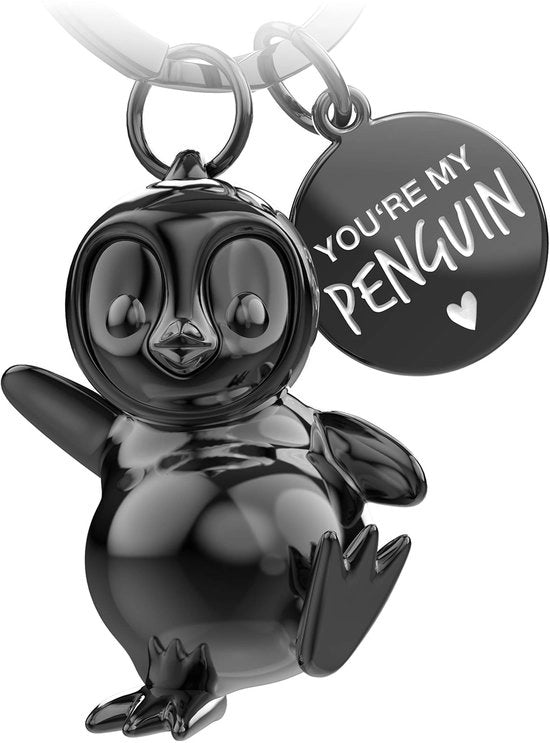 Portachiave con forma di pinguino Breezy - Portachiave fortunato per amici o amici - Regalo di coppia per il compleanno o il matrimonio - Incisione "Tu sei il mio pinguino
