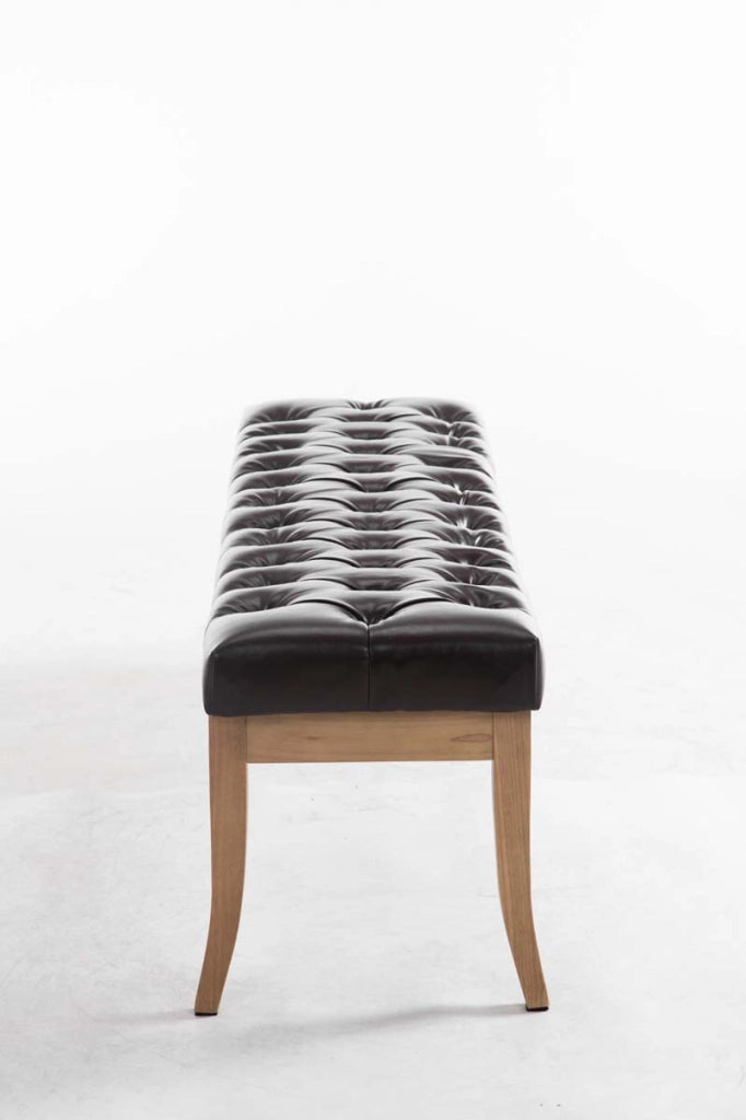 Panca design RAMSES in similpelle e legno chiaro antico marrone,150 cm