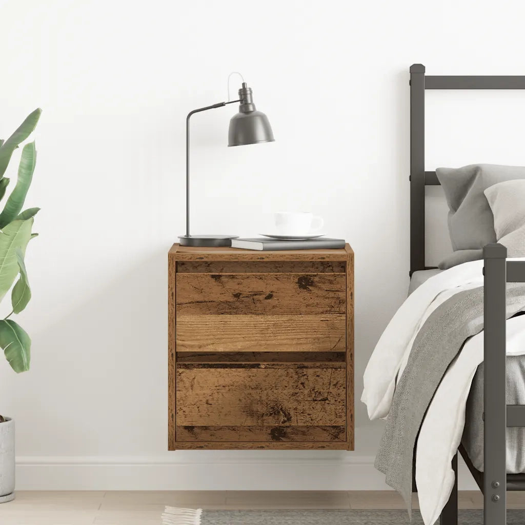 Comodino | Armadio da Notte | Mobiletto da notte a Muro Legno Antico 38x34x40 cm