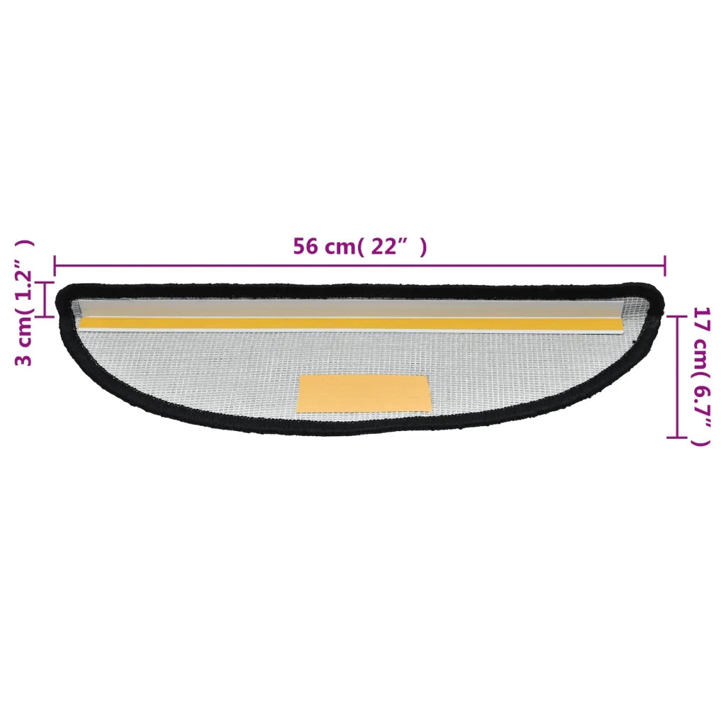 Tappetini per scale 10 pz 56x17x3 cm Nero Semicircolari 149785