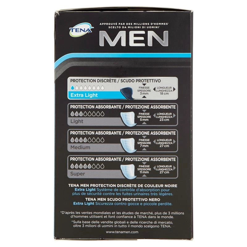 TENA MEN SCUDO PROTETTIVO ASSORBENZA EXTRA LIGHT PER PICCOLE PERDITE CONFEZIONE DA 14 ASSORBENTI