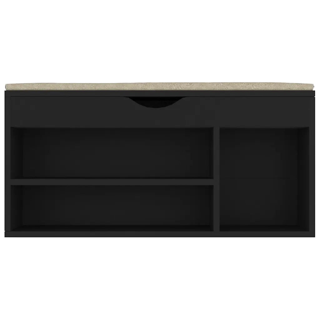 Panca Porta Scarpe con Cuscino Nera 104x30x49cm Multistrato 326751