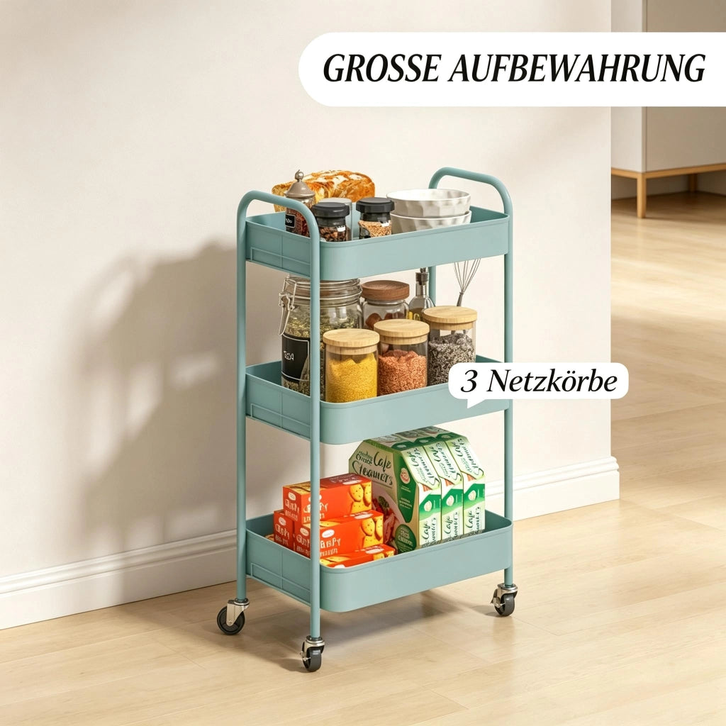 CARRELLO DI SERVIZIO 45 x 30,6 x 79 cm in acciaio azzurro