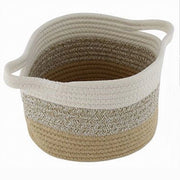 Trade Shop - Cestino Cesto In Tessuto Di Corda Intrecciato Porta Oggetti Tondo 21x15 Cm 10646 -