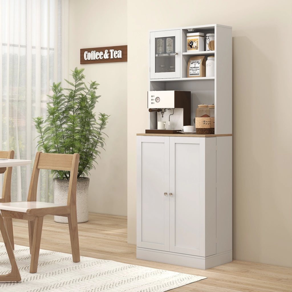 Credenza Moderna Dispensa da Cucina Porta Microonde 60x35x169 cm Armadietto con Portaspezie Bianco