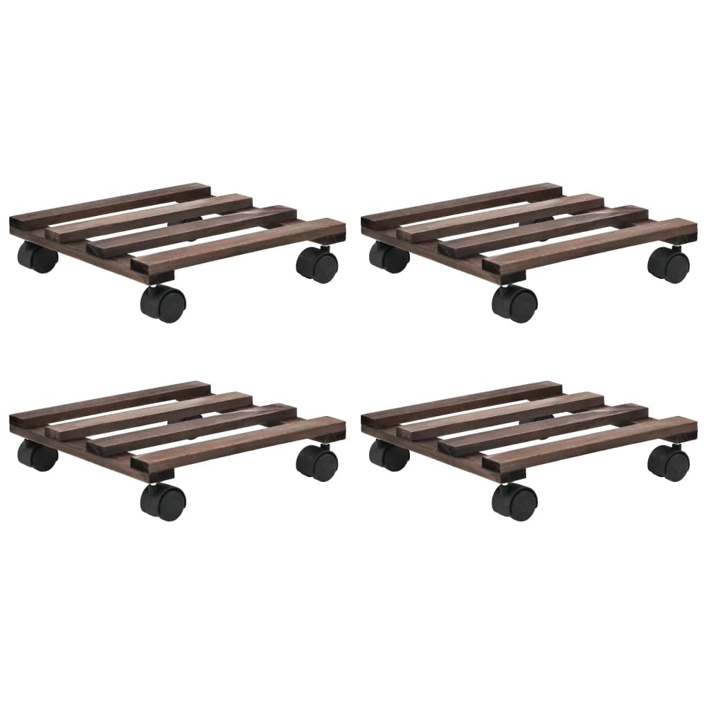 Portavasi con ruote in legno di cedro set da 4 25 x 25 cm marrone 02_0045189