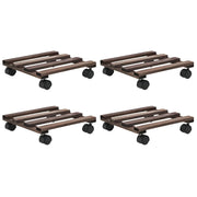 Portavasi con ruote in legno di cedro set da 4 25 x 25 cm marrone 02_0045189