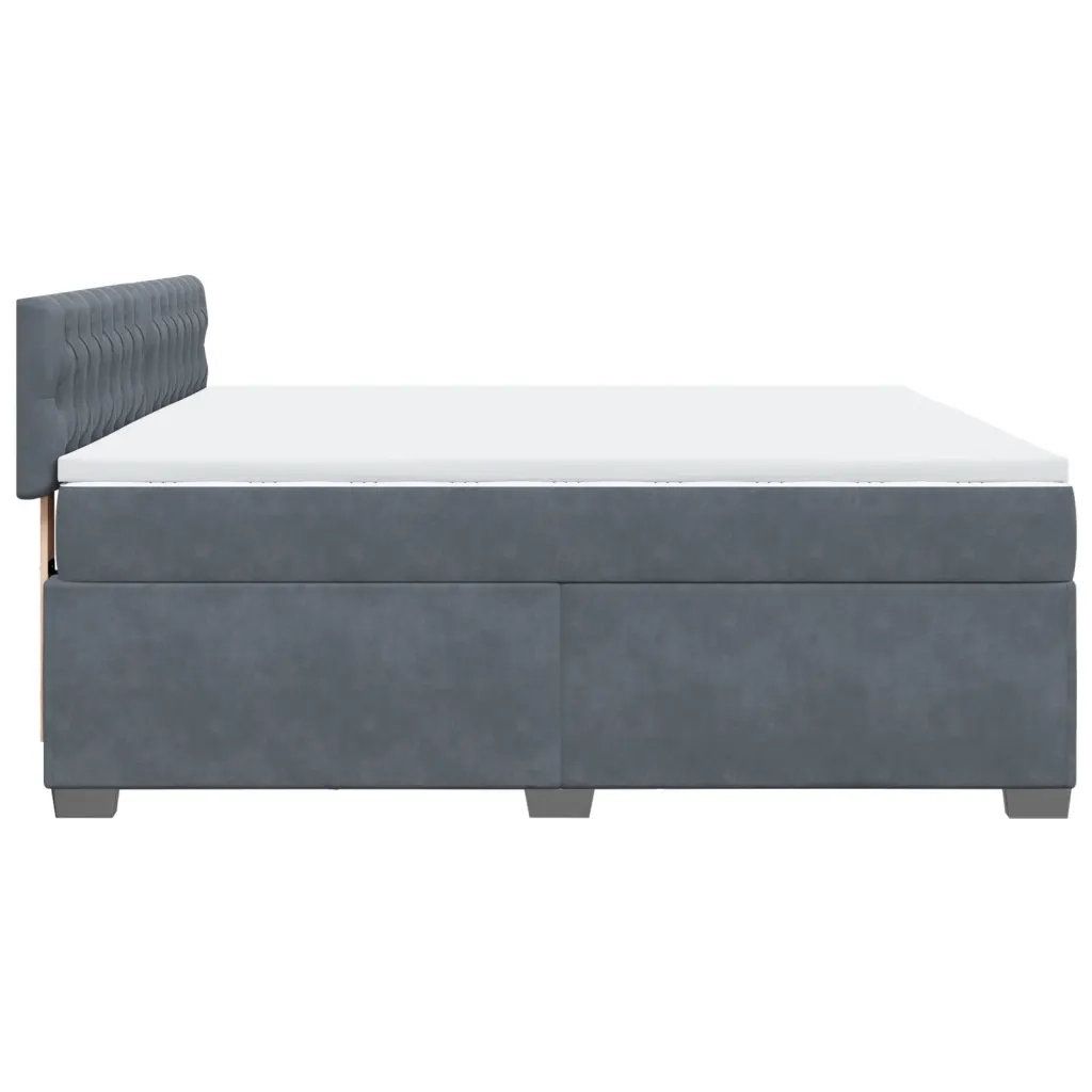 Giroletto a Molle con Materasso Grigio Scuro 180x200 cm Velluto