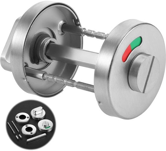 Accessori per porte di bagno - Rosetta WC con indicatore di chiusura - Chiave per porte di bagno - Maniglia - Materiale in acciaio inossidabile - Accessori per porte di toilette - Dimensioni 8 x 8 x 60 mm - Chiave per porte di toilette